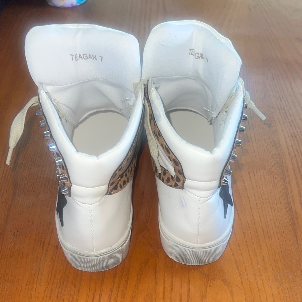 Ccocci size 7 White High-Top Sneakers with Gray Laces - Picture 6 of 7